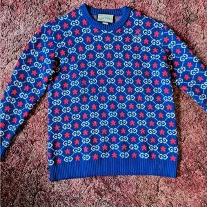 GUCCI GG Star Sweater | Blue w/ Red Stars | AUTHENTIC